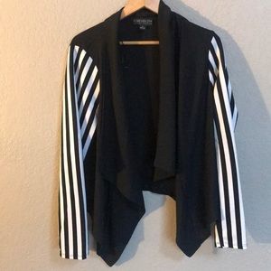 Forever 21 Plus blazer blouse black stripe sheer